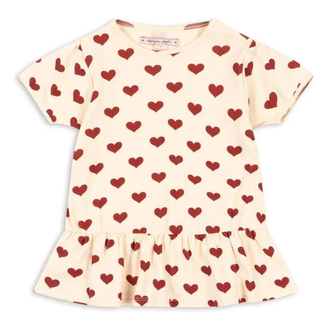 T-shirt Volants Basic Cœurs Coton Bio | Beige