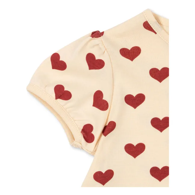 T-shirt Volants Basic Cœurs Coton Bio | Beige