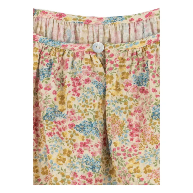 Barboteuse Vivian Fleurie Seersucker Coton Bio | Jaune