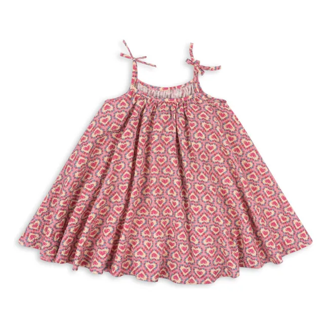 Vestido Vivian Cœurs Seersucker Coton Bio | Rosa
