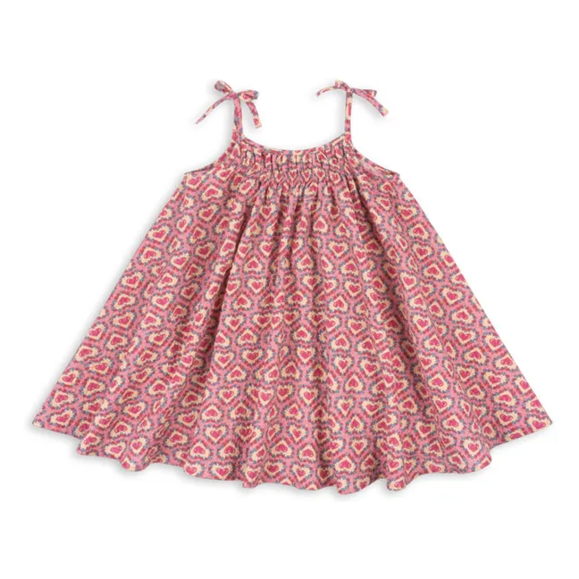 Robe Vivian Cœurs Seersucker Coton Bio | Rose