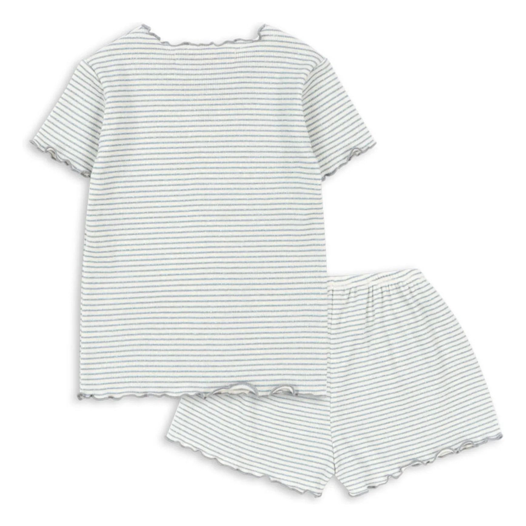 Ensemble Côtelé T-shirt Et Short Roli Rayé Coton Bio | Bleu- Image produit n°2