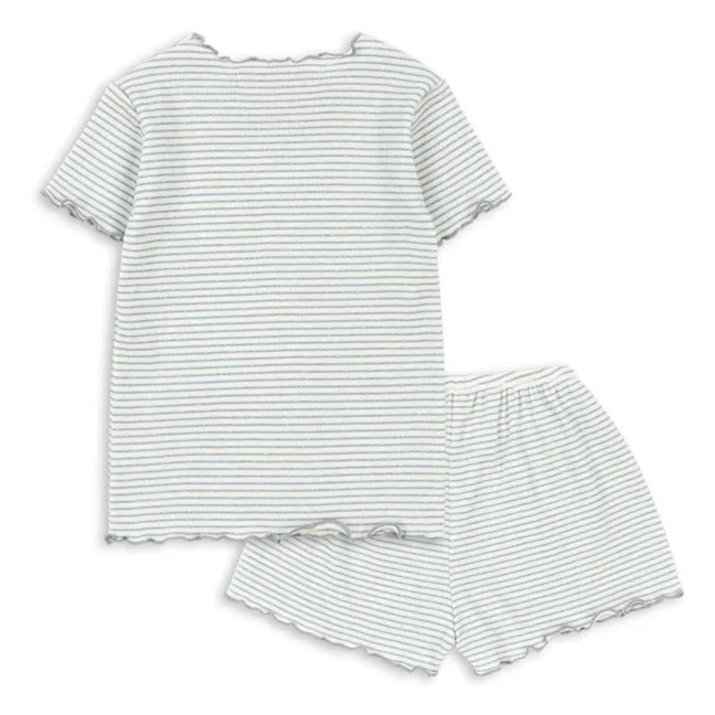 Ensemble Côtelé T-shirt Et Short Roli Rayé Coton Bio | Bleu