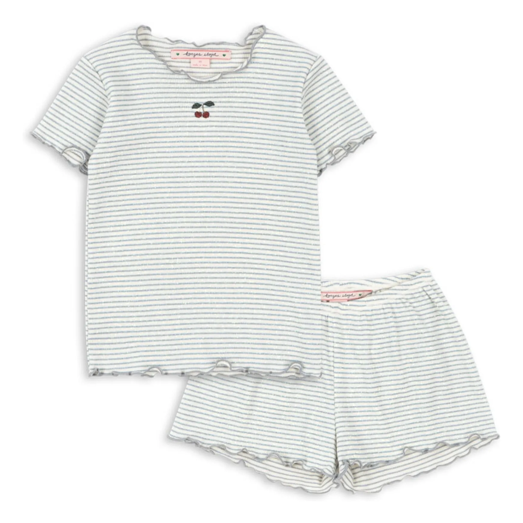 Ensemble Côtelé T-shirt Et Short Roli Rayé Coton Bio | Bleu- Image produit n°0