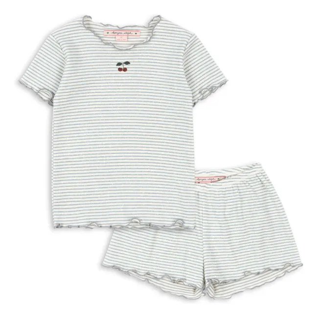 Ensemble Côtelé T-shirt Et Short Roli Rayé Coton Bio | Bleu