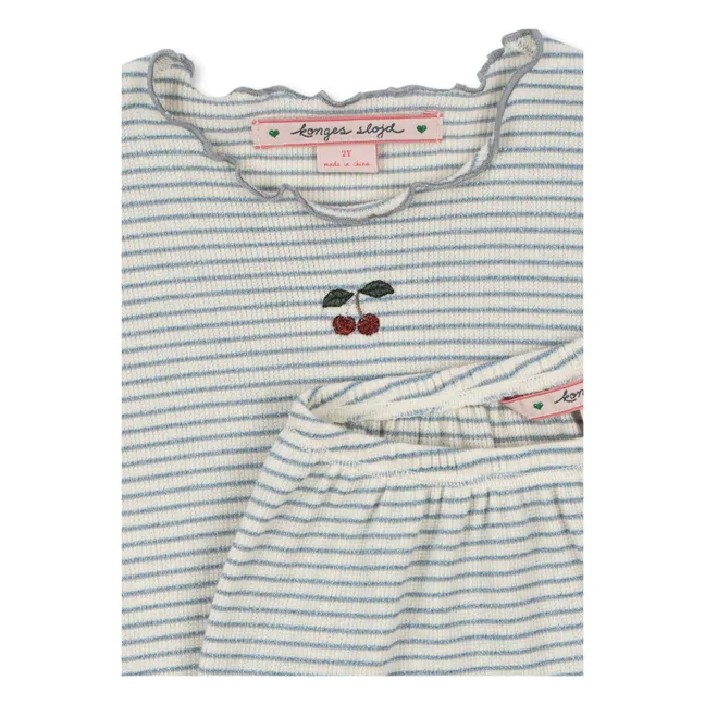 Ensemble Côtelé T-shirt Et Short Roli Rayé Coton Bio | Bleu