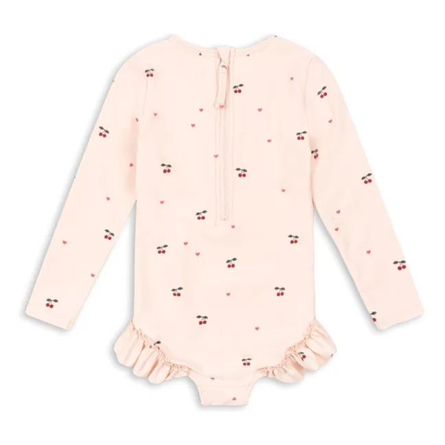 Maillot de Bain Manches Longues Merle Cerises Fibres Recyclées | Rose pâle