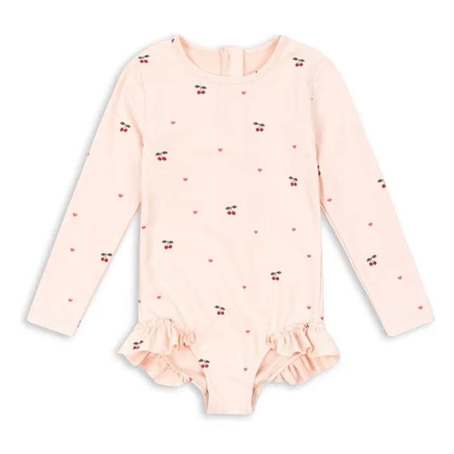 Maillot de Bain Manches Longues Merle Cerises Fibres Recyclées | Rose pâle