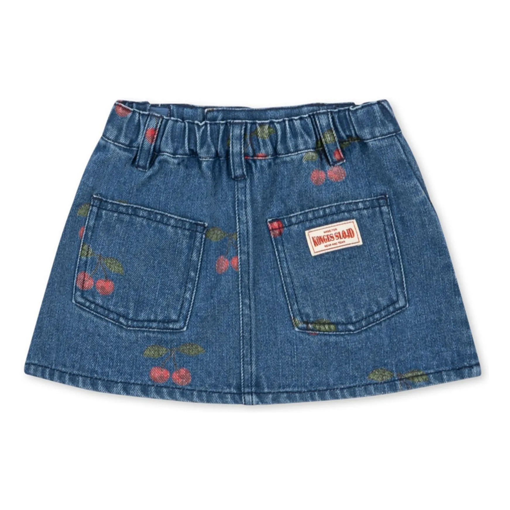 Jupe Denim Magot Cerises Coton Bio | Bleu- Image produit n°1