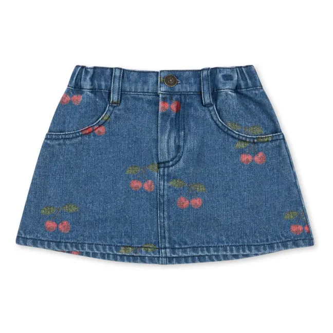 Jupe Denim Magot Cerises Coton Bio | Bleu