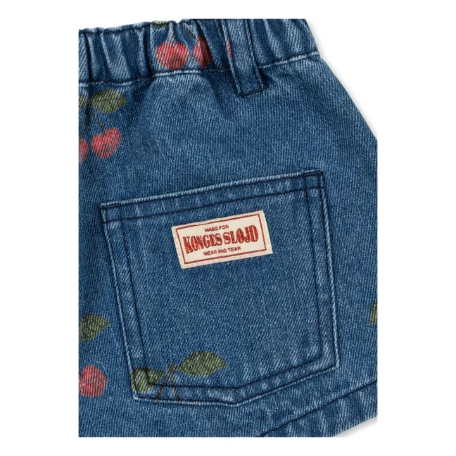 Jupe Denim Magot Cerises Coton Bio | Bleu