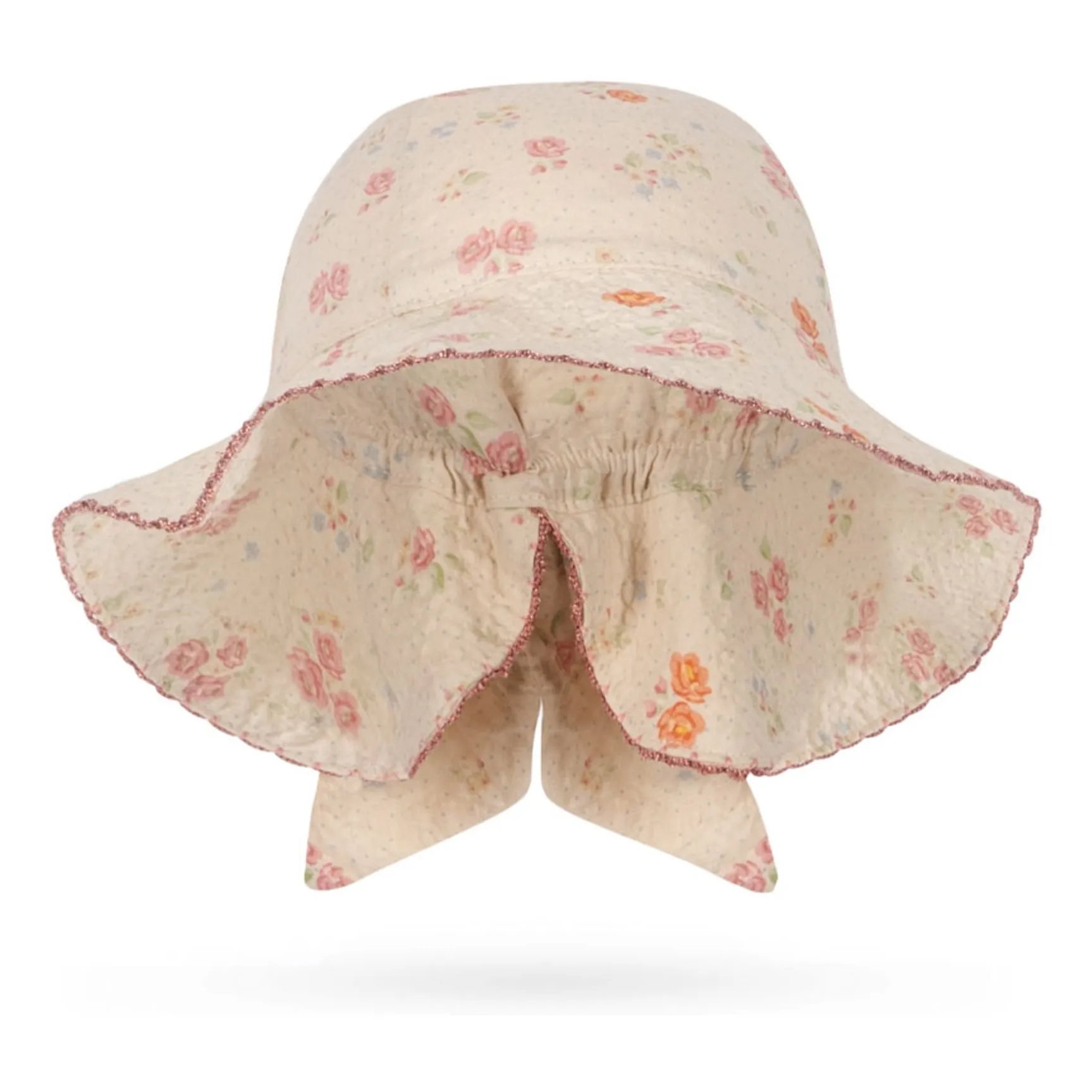 Chapeau Nœud Elin Fleuri Coton Bio | Beige- Image produit n°2