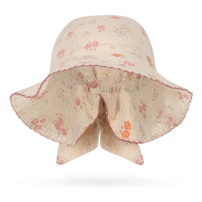 Chapeau Nœud Elin Fleuri Coton Bio | Beige