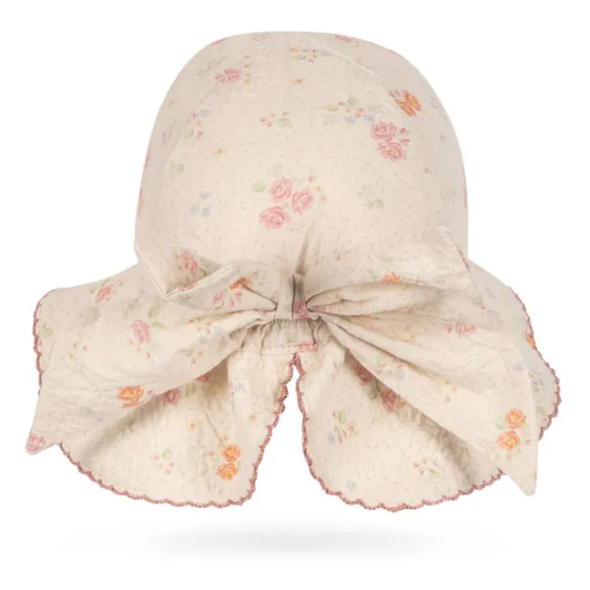 Chapeau Nœud Elin Fleuri Coton Bio | Beige