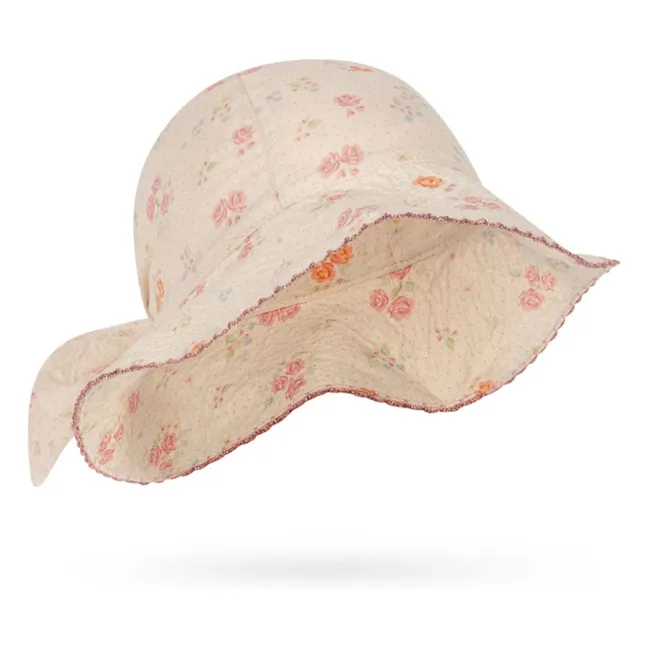 Chapeau Nœud Elin Fleuri Coton Bio | Beige
