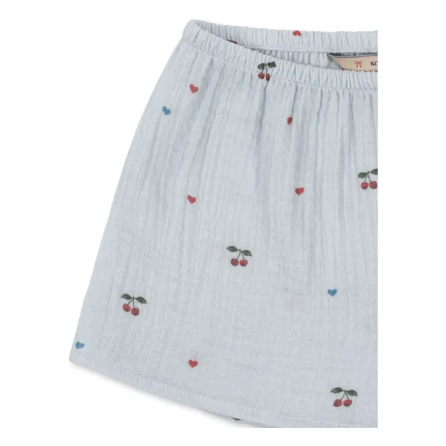 Short Coco Cerises Coton Bio | Bleu pâle