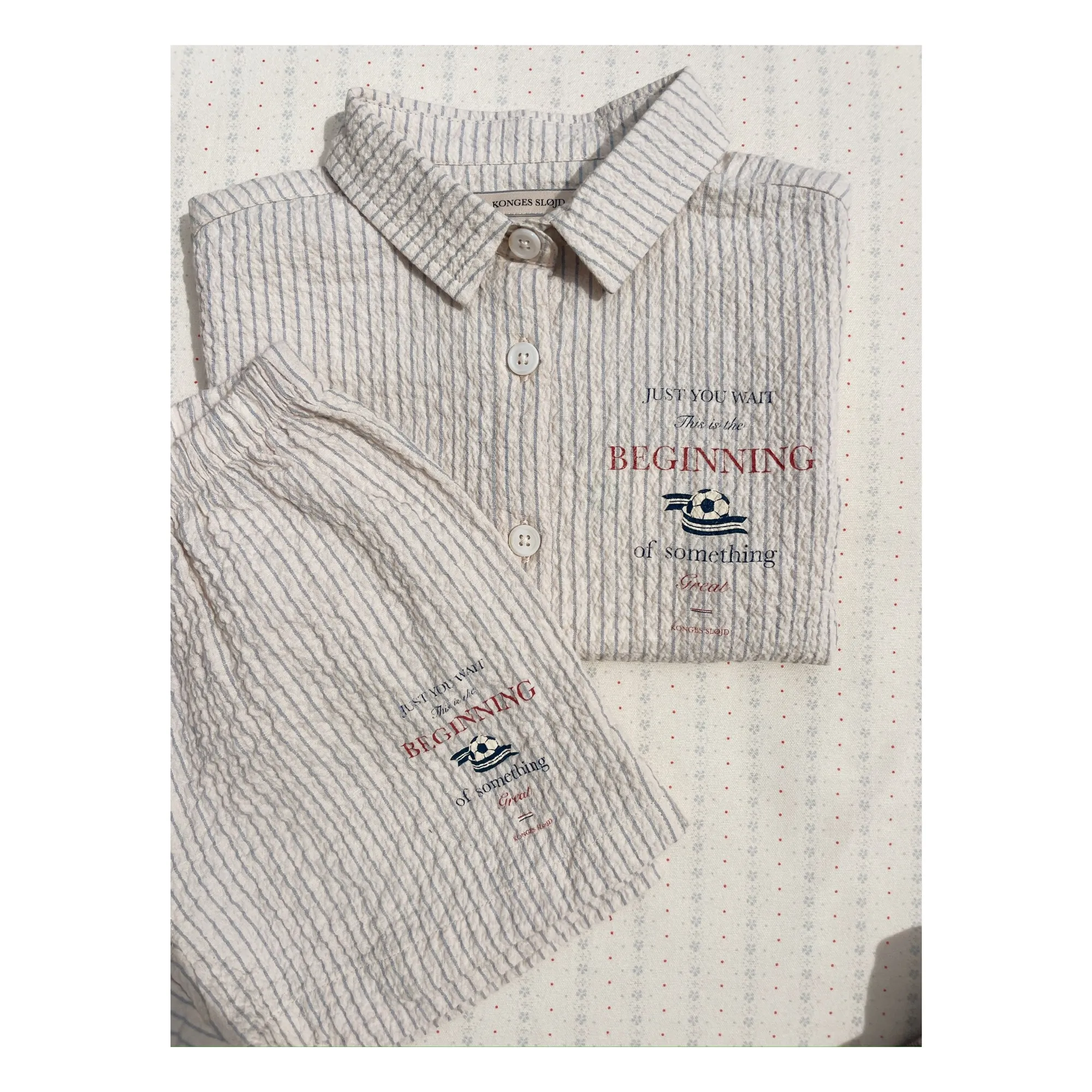 Chemise Elliot Rayée Seersucker Coton Bio | Beige- Image produit n°1