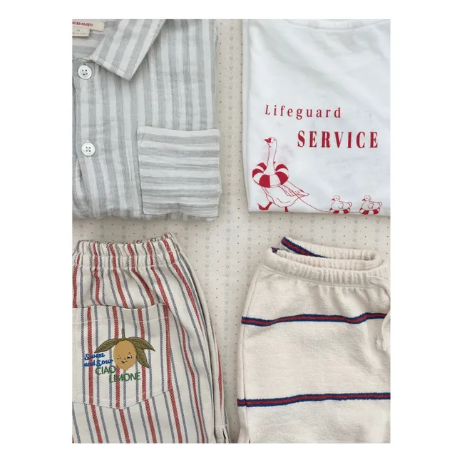 Short Trio Rayé Coton Bio | Beige