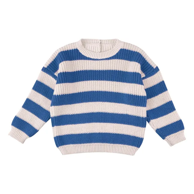 Gastão Striped Organic Cotton Sweater | Royal blue