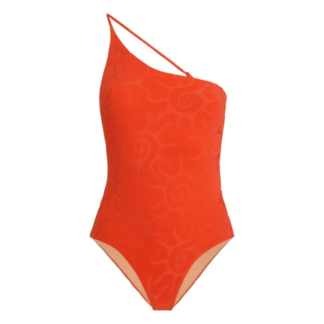 Costume da bagno asimmetrico con texture Sunero Tuffo | Rosso