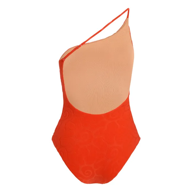 Costume da bagno asimmetrico con texture Sunero Tuffo | Rosso