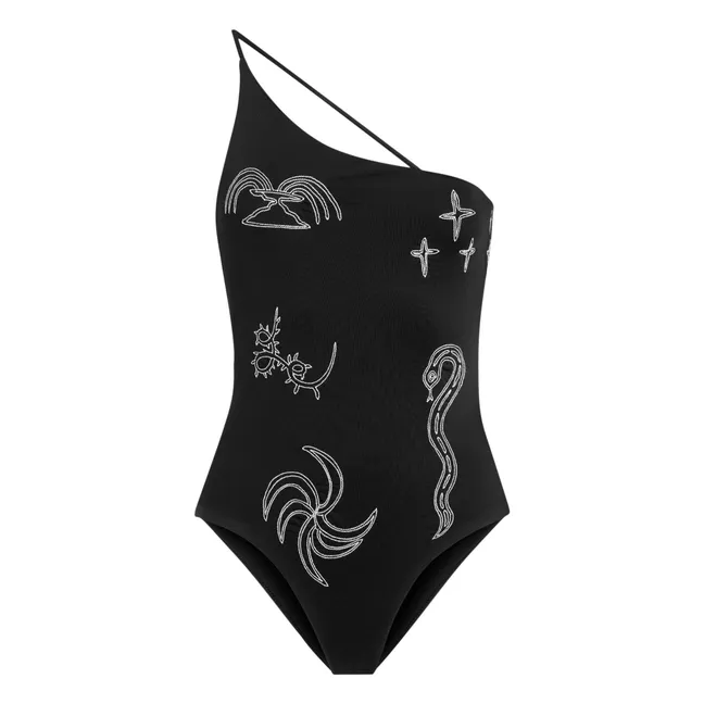 Costume da bagno ricamato Tuffo | Nero