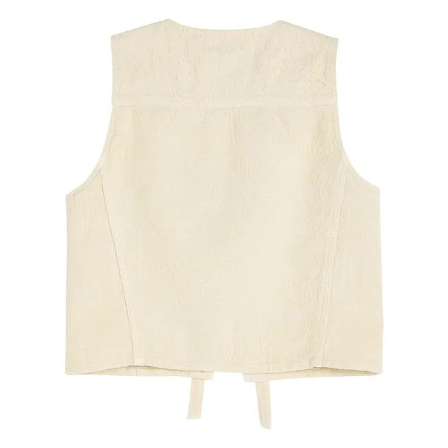 Gilet Sans Manches Lia Brodé | Ecru