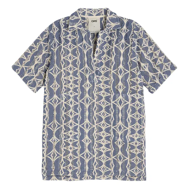 Arko Nuri Vestido con cuello de polo de ganchillo | Azul