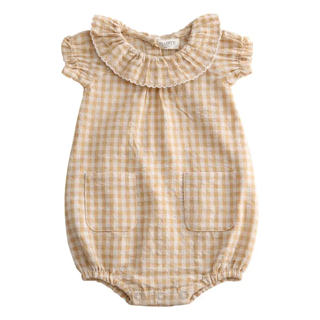Pelele festoneado Callie Carreaux Seersucker Coton Bio | Amarillo