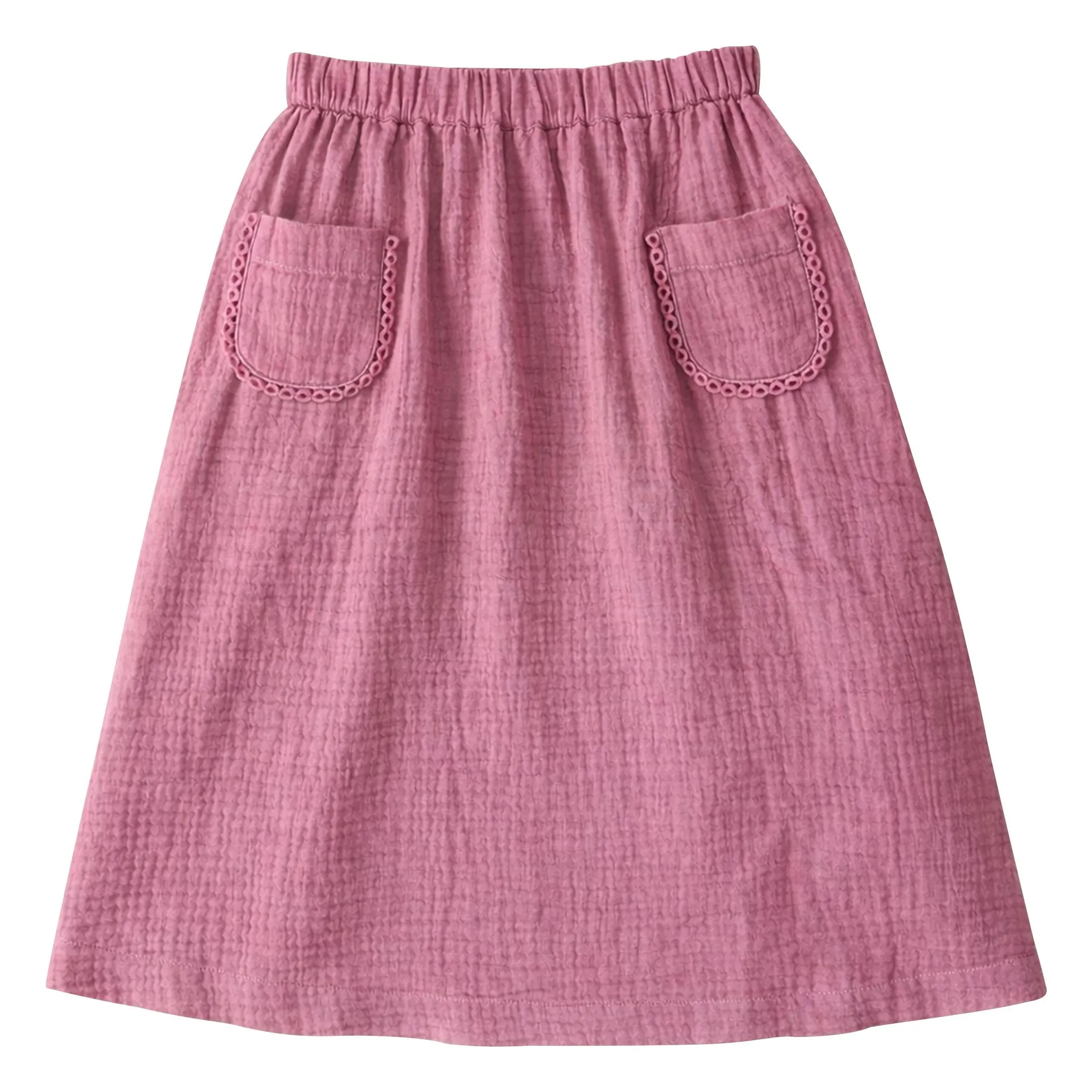 Lililotte Dusty Pink Jade Pockets Skirt Organic Cotton Gauze