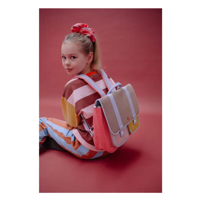 Satchel Fleur Carreaux | Rose boisé