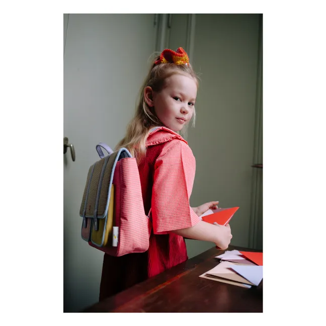 Cartable Fleur Carreaux | Rose boisé