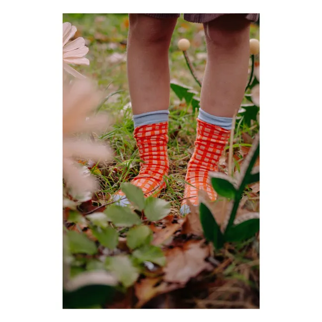 Chaussettes Citron Carreaux | Rose pêche