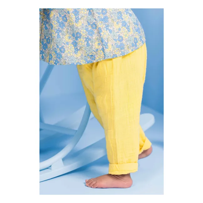 Laos Cotton Gauze Capsule Pants 25 years | Yellow