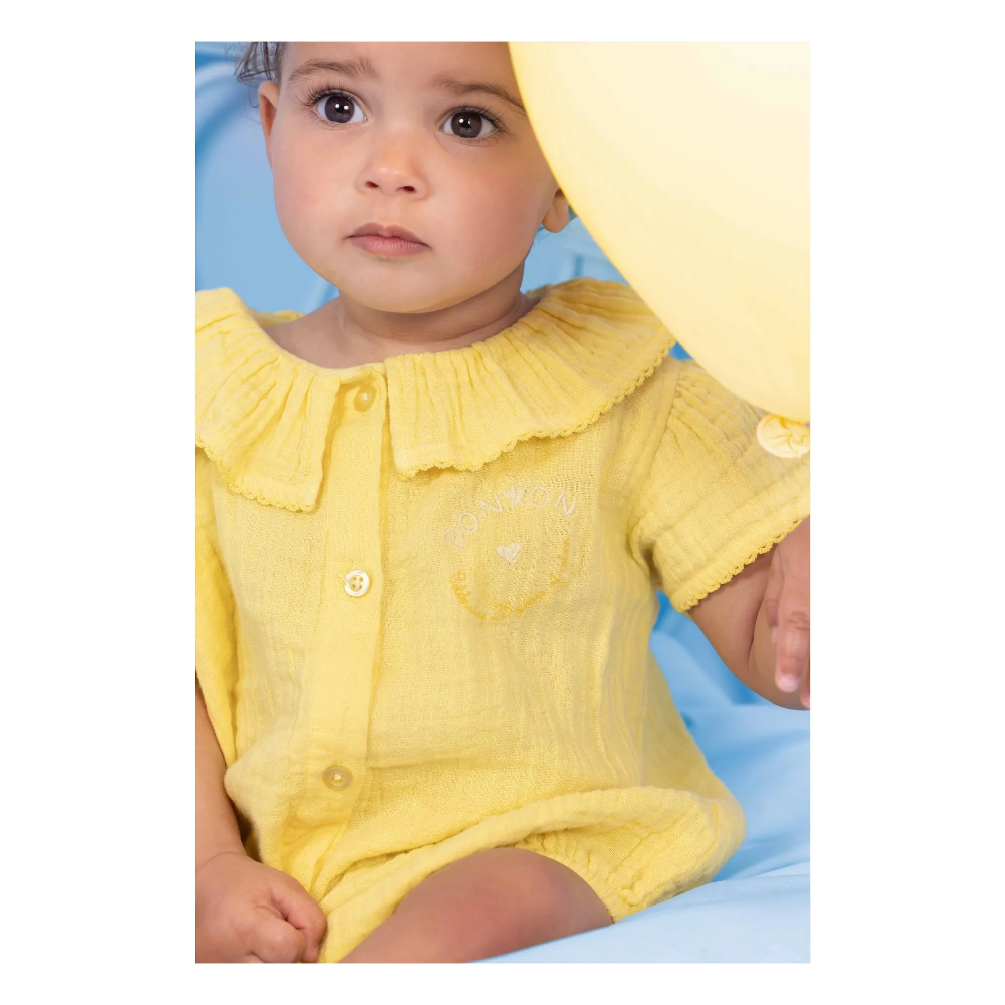 Barboteuse Col Claudine Norma | Jaune- Image produit n°1