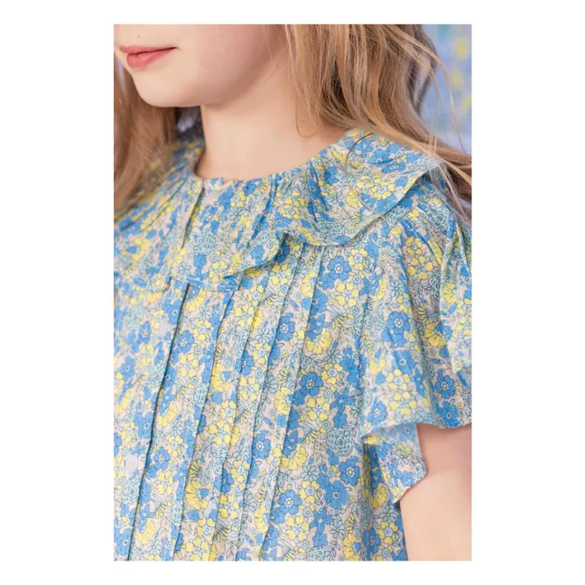 Blouse Col Claudine Nancy Fleurie | Bleu