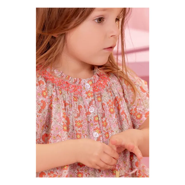 Robe Smockée Noisette Fleurie | Rose