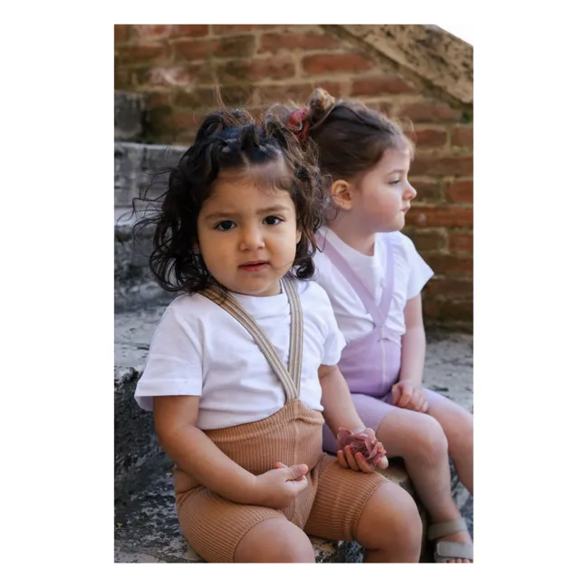 Striped Organic Cotton Shorty Tights | Light brown