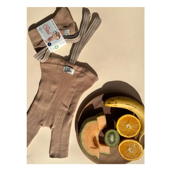 Striped Organic Cotton Shorty Tights | Light brown