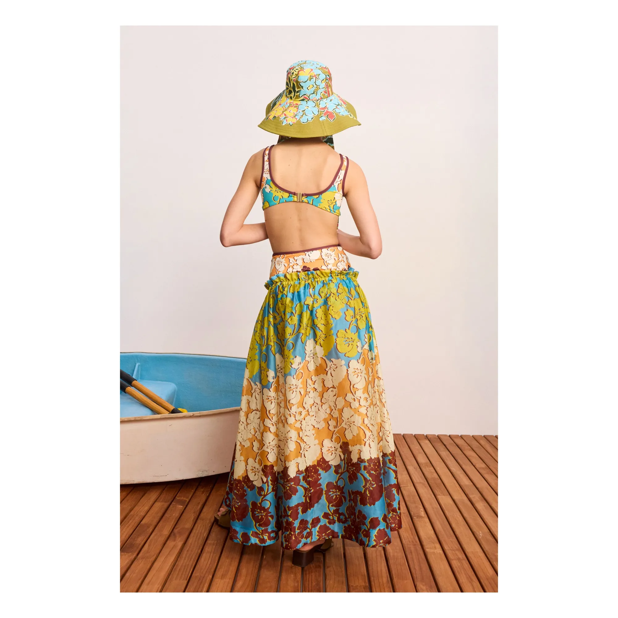 Jupe Splice Soie et Coton | Orange- Image produit n°3
