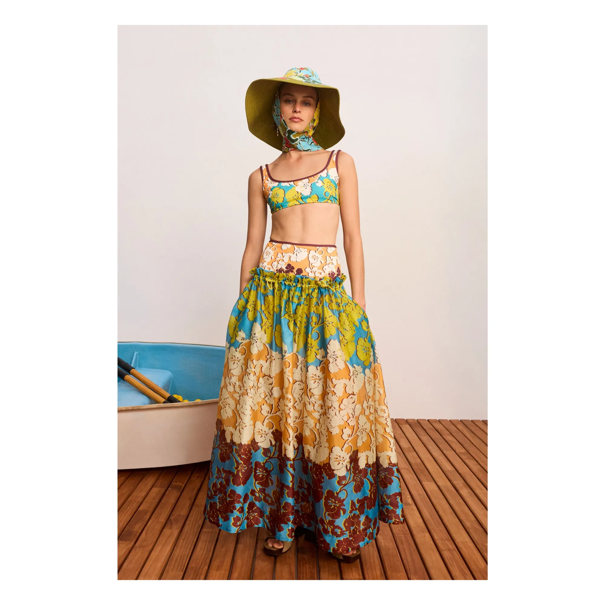 Jupe Splice Soie et Coton | Orange- Image produit n°1