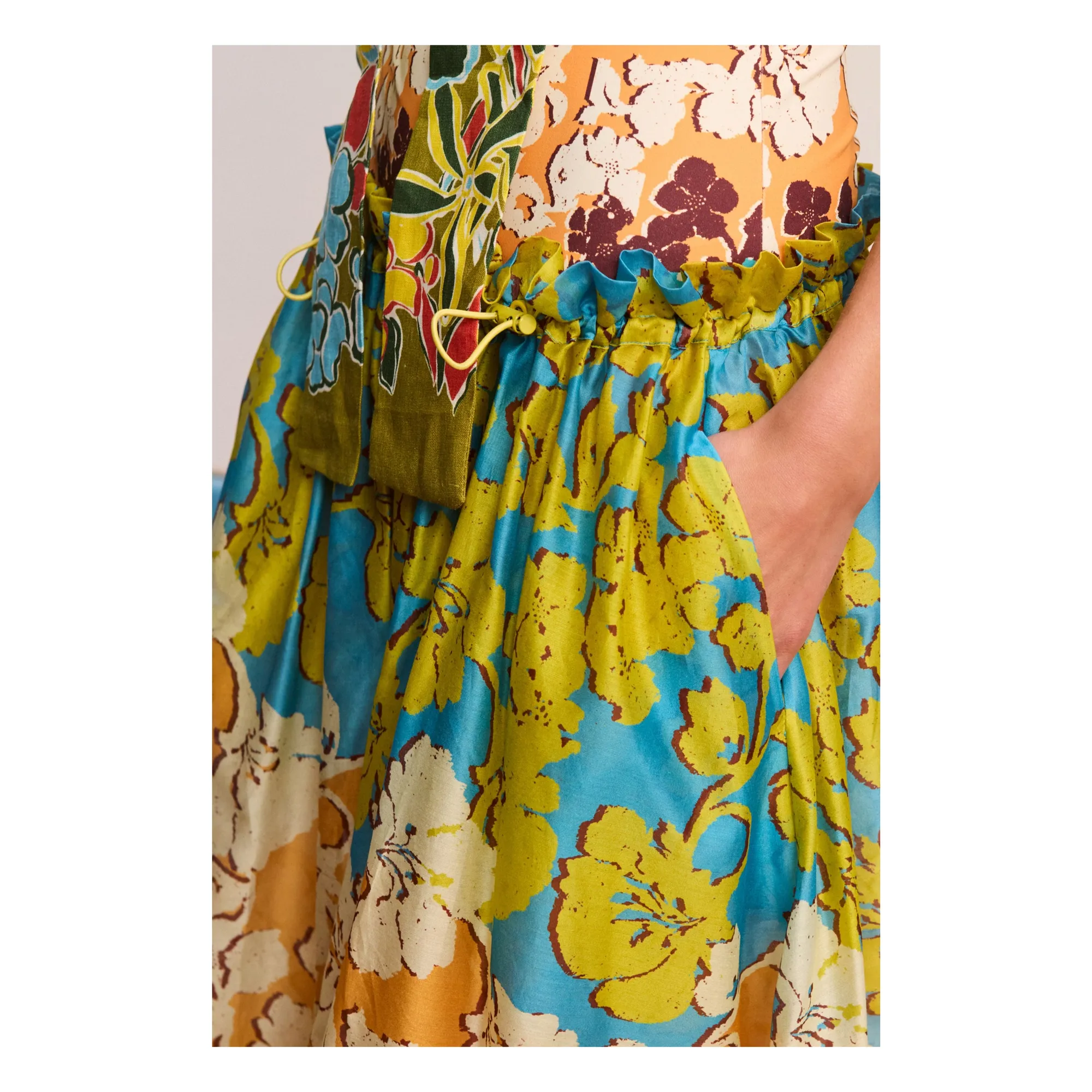 Jupe Splice Soie et Coton | Orange- Image produit n°5