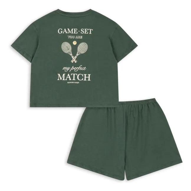 Ensemble T-shirt et Short Famo Tennis Coton Bio | Vert foncé