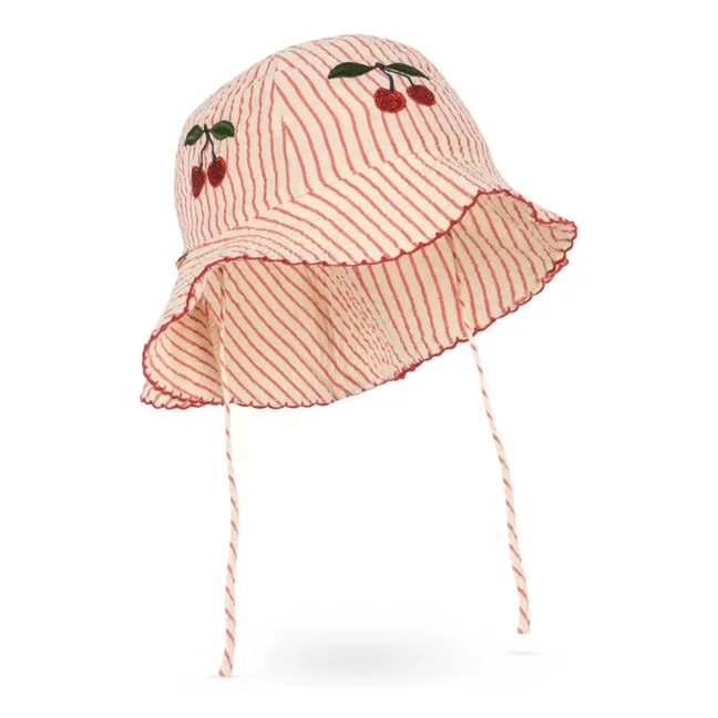 Ellie organic cotton striped hat | Red