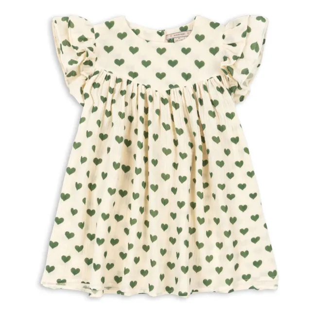 Abito in cotone organico Coco Hearts | Ecru