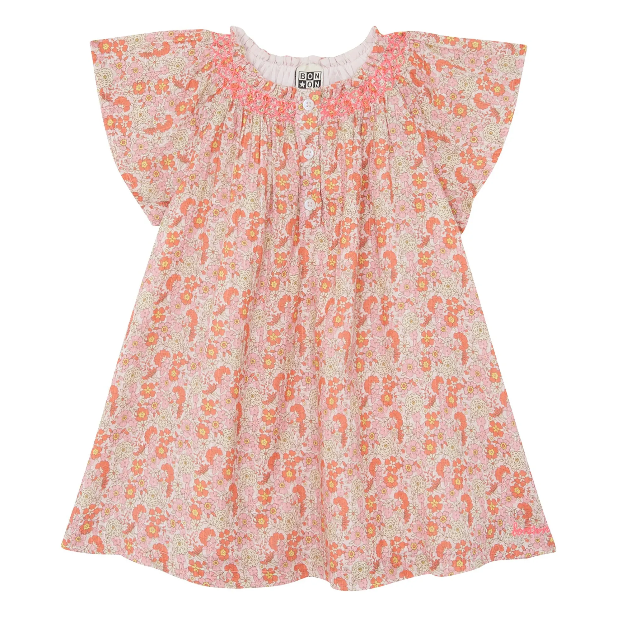 Robe Smockée Noisette Fleurie Capsule 25 ans | Rose- Image produit n°3