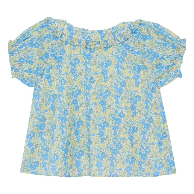Blouse Col Claudine Aria Fleurie Capsule 25 ans | Bleu
