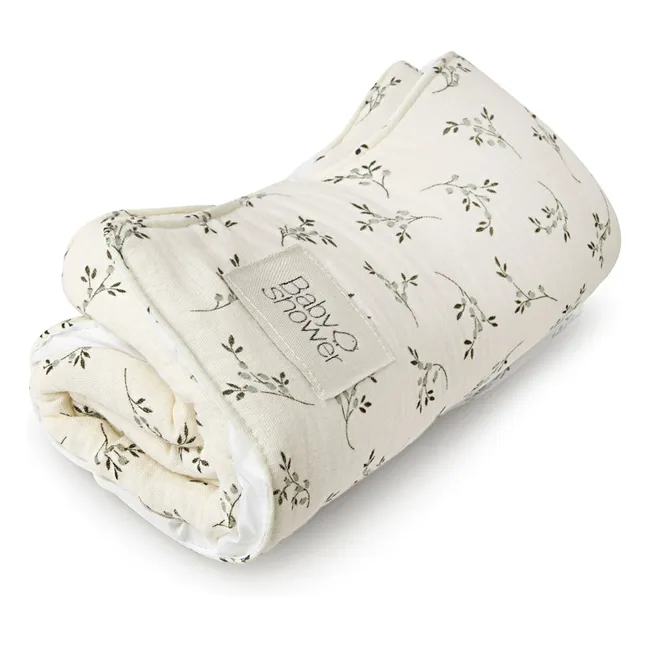 Matelas à langer de voyage Knot Olive Bloom | Ecru