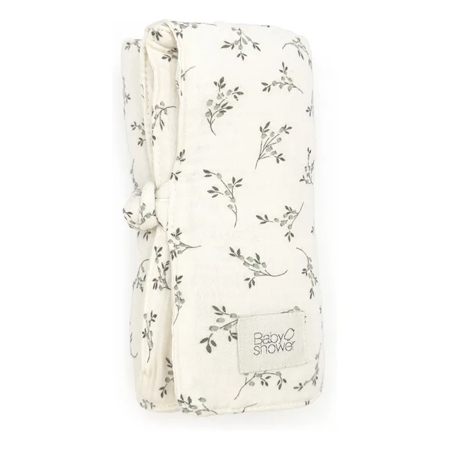Matelas à langer de voyage Knot Olive Bloom | Ecru