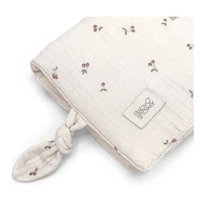Matelas à langer de voyage Knot Cherries | Ecru